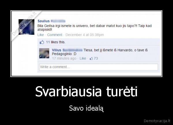 Svarbiausia turėti - Savo idealą. 