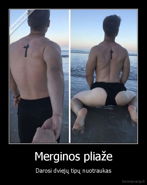 Merginos pliaže - Darosi dviejų tipų nuotraukas. 