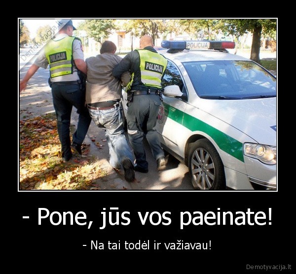 - Pone, jūs vos paeinate! - - Na tai todėl ir važiavau!. 