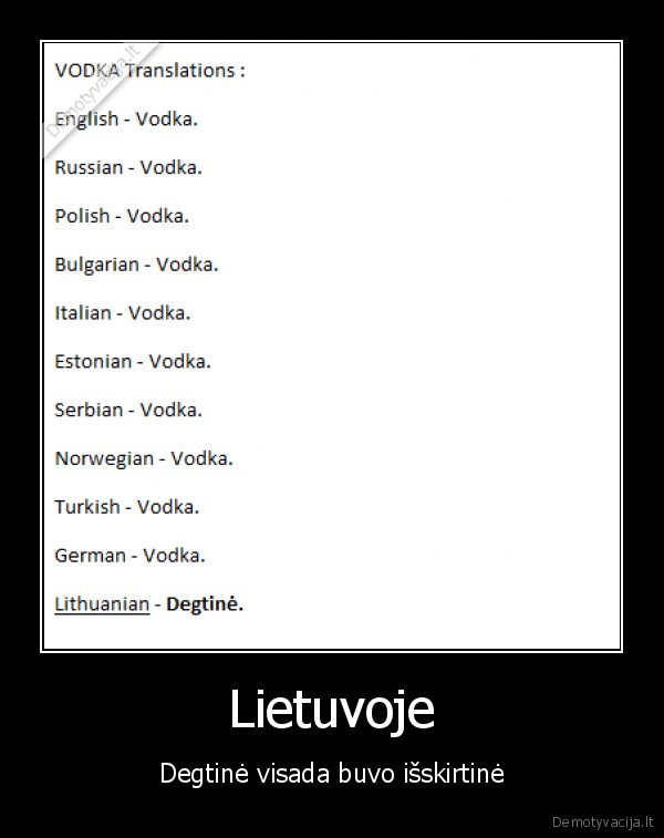 Lietuvoje - Degtinė visada buvo išskirtinė. 
