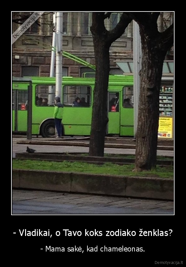 - Vladikai, o Tavo koks zodiako ženklas? - - Mama sakė, kad chameleonas.. 