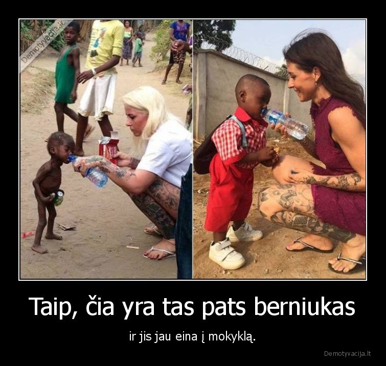 Taip, čia yra tas pats berniukas - ir jis jau eina į mokyklą.. 