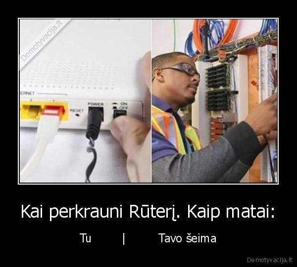 Kai perkrauni Rūterį. Kaip matai: - Tu        |         Tavo šeima. 