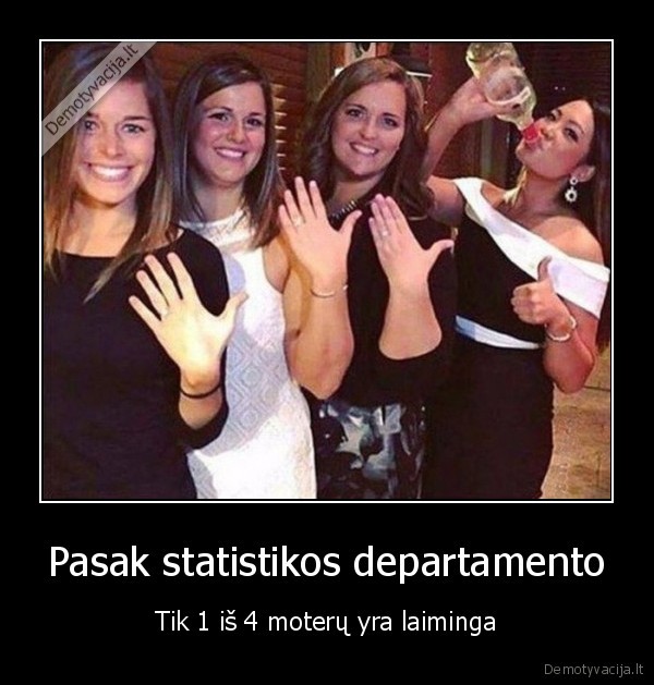 Pasak statistikos departamento - Tik 1 iš 4 moterų yra laiminga. 